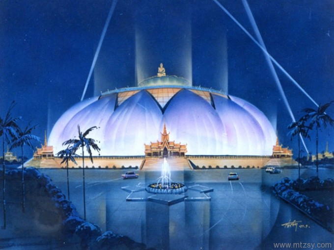 泰國寶蓮佛座夜景